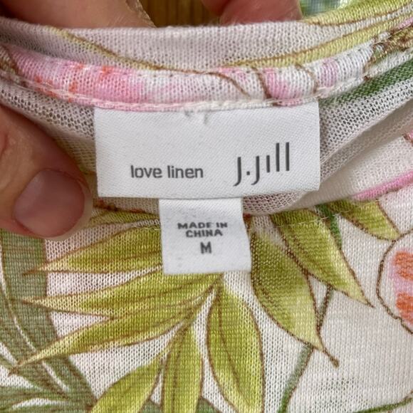 J. Jill Women's 100% Linen Colorful Floral Print Tee Size M - Picture 7 of 9